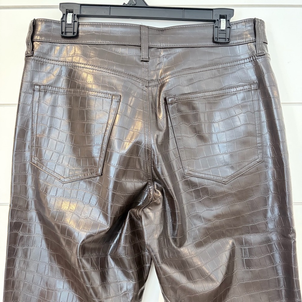 GAP Croc Embossed Edgy Chic Faux Leather Pants High Rise Cheeky Straight 31 - Picture 6 of 13